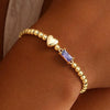 Women's Light Luxury Gold Electroplated Copper Heart And Geometric Bead Bracelet
