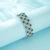 Women's Light Luxury Green Diamond Bracelet S925 Silver Geometric Design