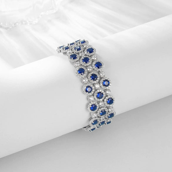Women's Light Luxury Green Diamond Bracelet S925 Silver Geometric Design