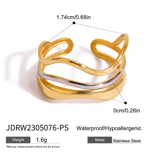 Women's Light Luxury Highend Colorblocking Stainless Steel Geometric Rings With Electroplating Jewelry