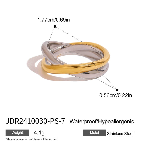 Women's Light Luxury Highend Colorblocking Stainless Steel Geometric Rings With Electroplating Jewelry