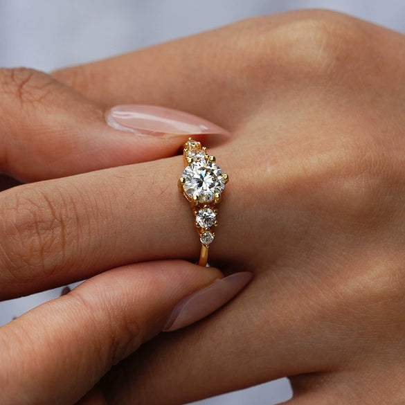 Women's Light Luxury Highend Design S925 Sterling Silver Ring With Moissanite Geometric Style Set With Diamonds