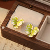 Women's Light Luxury Highend Elegant Copper Flower Electroplated Earrings