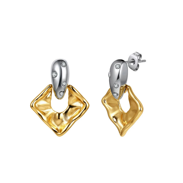 Women's Light Luxury Highend Geometric Hollow Flower Earrings With Vacuum Real Gold Plating In Pvd Furnace