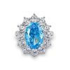Women's Light Luxury Highend Geometric S925 Sterling Silver Aquamarine Diamond Ring