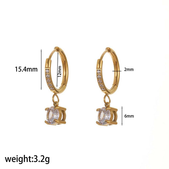 Women's Light Luxury Highend Geometric Zircon Stainless Steel Earrings 18K Goldplated