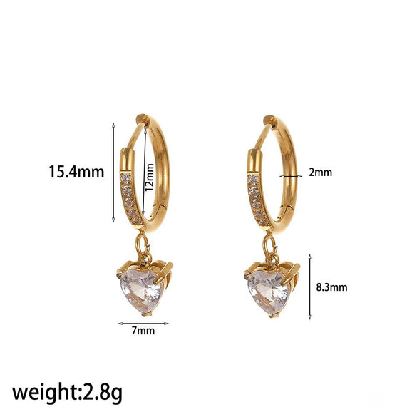 Women's Light Luxury Highend Geometric Zircon Stainless Steel Earrings 18K Goldplated