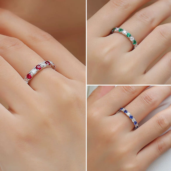 Women's Light Luxury Highend 925 Silver Ring Geometric Pattern Inlay With Sapphire And Moissanite