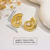 Women's Light Luxury Hypoallergenic Stainless Steel Conch Earrings With Bow Tie Pattern And Electroplating Treatment
