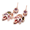 Women's Light Luxury Leaf Long Drop Earrings With Colorful Zircon Inlay And Environmental Protection Copper Elegant Floral Style
