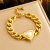 Women's Light Luxury Love Heart Stainless Steel Jewelry Set With Electroplating Bracelet Necklace Earrings