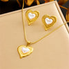 Women's Light Luxury Love Heart Stainless Steel Jewelry Set With Electroplating Bracelet Necklace Earrings