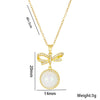 Women's Light Luxury Microinlaid Bow Pearl Pendant Titanium Steel Necklace With Electroplating