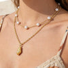 Women's Light Luxury Minimalist Copper Layered Clavicle Necklace With Pearl Star Pendant And Electroplated Retro Design