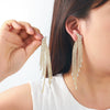 Women's Light Luxury Mixed Gemstone Geometric Tassel Earrings With Electroplating