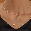 Women's Light Luxury Multi Layer Copper Pearl Necklace With Electroplated Heart Pendant Choker