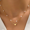 Women's Light Luxury Multi Layer Copper Pearl Necklace With Electroplated Heart Pendant Choker