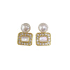 Women's Light Luxury Natural Freshwater Pearl And Sea Shell Earrings In Square Shape S925 Sterling Silver And 18K Goldfilled