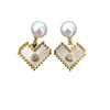 Women's Light Luxury Natural Freshwater Pearl And Sea Shell Heart Earrings In S925 Sterling Silver And 18K Goldfilled