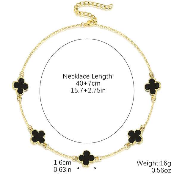 Women's Light Luxury Niche Highend Sense Fourleaf Clover Zinc Alloy Clavicle Chain Ochain Necklace With Geometric Pattern And Electroplating Treatment