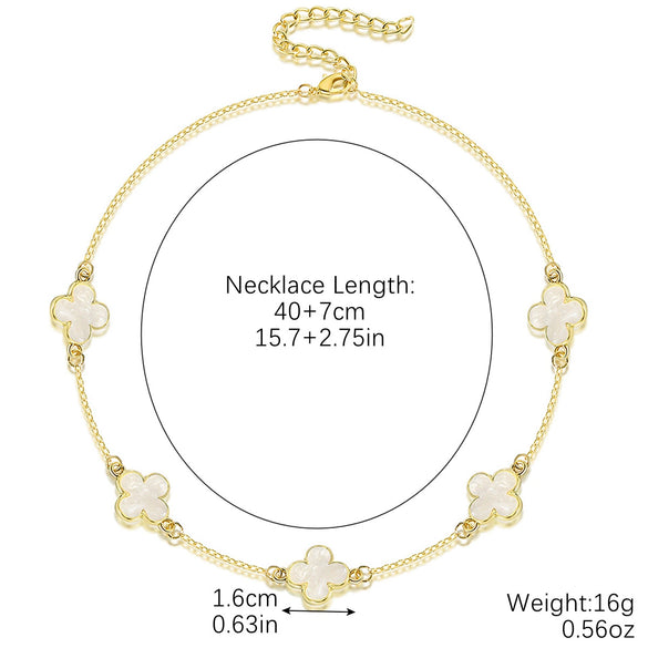 Women's Light Luxury Niche Highend Sense Fourleaf Clover Zinc Alloy Clavicle Chain Ochain Necklace With Geometric Pattern And Electroplating Treatment