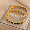 Women's Light Luxury Oildropping Fourleaf Clover Titanium Steel Bracelet With Vacuum Furnace Electroplating Nonfading Antiallergic