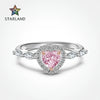 Women's Light Luxury Pink 925 Sterling Silver Ring With Ice Flower Cut Love High Carbon Diamond And Electroplating