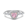 Women's Light Luxury Pink 925 Sterling Silver Ring With Ice Flower Cut Love High Carbon Diamond And Electroplating
