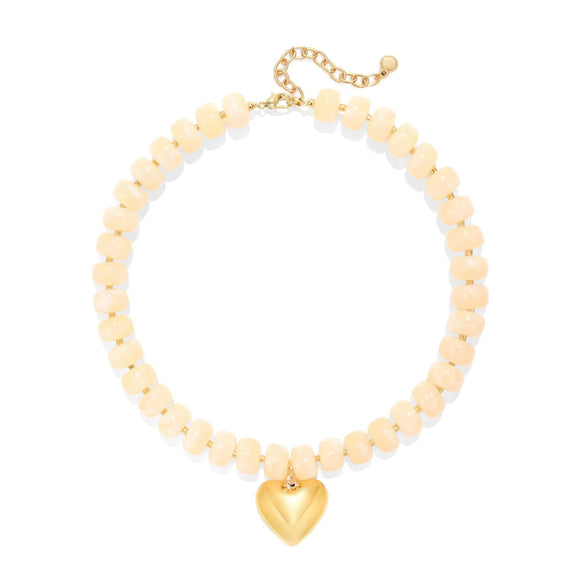 Women's Light Luxury Resin Heart Pendant Necklace With Bead Chain Electroplated Heart Shaped Fashion Jewelry