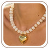 Women's Light Luxury Resin Heart Pendant Necklace With Bead Chain Electroplated Heart Shaped Fashion Jewelry