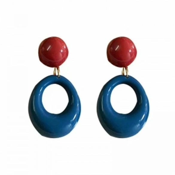 Women's Light Luxury Retro Style Zinc Alloy Geometric Circle Contrast Color Stud Earrings With Electroplating