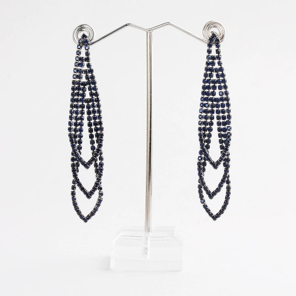 Women's Light Luxury Rhinestone Long Tassel Earrings With Irregular Star And Round Geometric Design