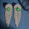 Women's Light Luxury Rhinestone Long Tassel Earrings With Irregular Star And Round Geometric Design