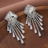 Women's Light Luxury Rhinestone Long Tassel Earrings With Irregular Star And Round Geometric Design