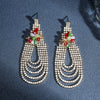 Women's Light Luxury Rhinestone Long Tassel Earrings With Irregular Star And Round Geometric Design