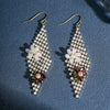 Women's Light Luxury Rhinestone Long Tassel Earrings With Irregular Star And Round Geometric Design