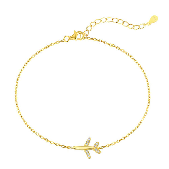 Women's Light Luxury S925 Sterling Silver Bracelet With Aircraft Pendant And Electroplating Design
