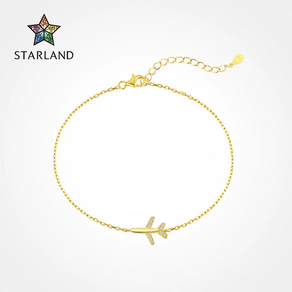 Women's Light Luxury S925 Sterling Silver Bracelet With Aircraft Pendant And Electroplating Design