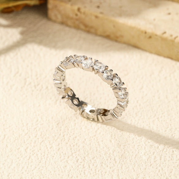 Women's Light Luxury S925 Sterling Silver Electroplated Diamond Ring