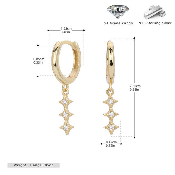 Women's Light Luxury S925 Sterling Silver Geometric Horse Eye Water Drops Diamond Pendant Earrings