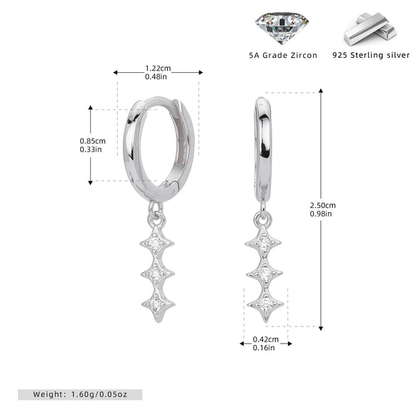 Women's Light Luxury S925 Sterling Silver Geometric Horse Eye Water Drops Diamond Pendant Earrings