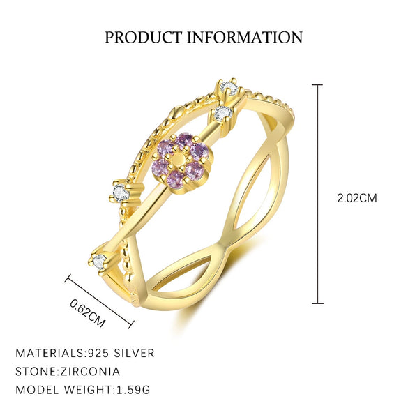 Women's Light Luxury S925 Sterling Silver Geometric Round Zircon Butterfly Ring Jewelry