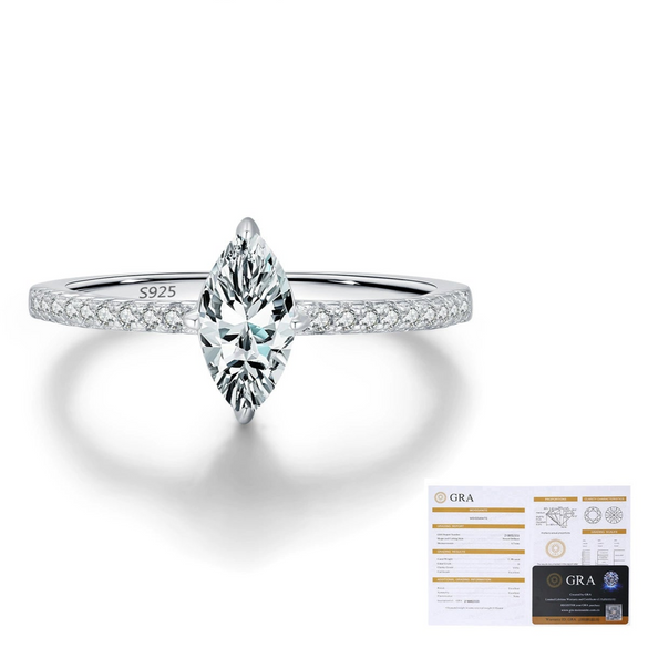 Women's Light Luxury S925 Sterling Silver Horse Eye Diamond Ring And Pendant Earrings With Electroplating