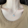 Women's Light Luxury S925 Sterling Silver Love Heart Four Leaf Clover Zircon Pendant O Chain Necklace With Mixed Gem Inlay And Electroplating