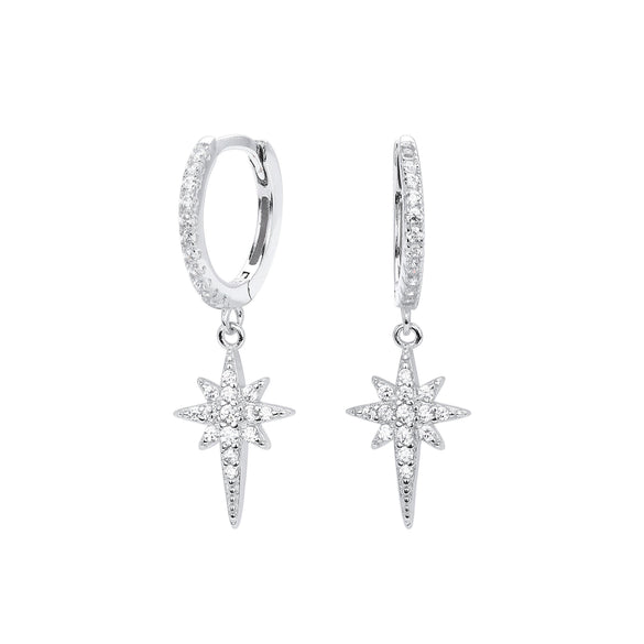 Women's Light Luxury S925 Sterling Silver Microinlaid Zircon Star Hoop Earrings