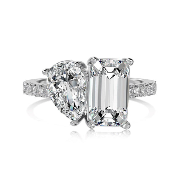 Women's Light Luxury S925 Sterling Silver Pearshaped Geometric Ring With Electroplating