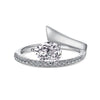 Women's Light Luxury S925 Sterling Silver Pearshaped Geometric Ring With Electroplating