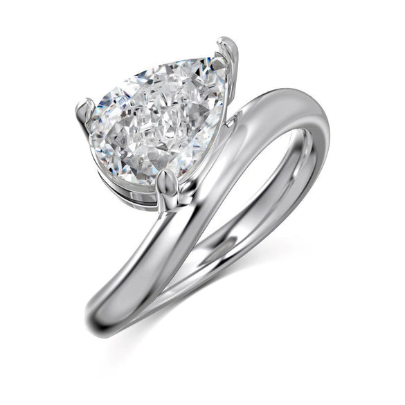 Women's Light Luxury S925 Sterling Silver Pearshaped Geometric Ring With Electroplating