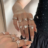 Women's Light Luxury S925 Sterling Silver Pearshaped Geometric Ring With Electroplating