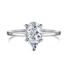 Women's Light Luxury S925 Sterling Silver Pearshaped Geometric Ring With Electroplating